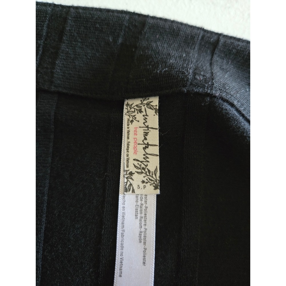 Free People Small Beside Me Ribbed Long Sleeve Thong Bodysuit Black Square Neck - Picture 6 of 11